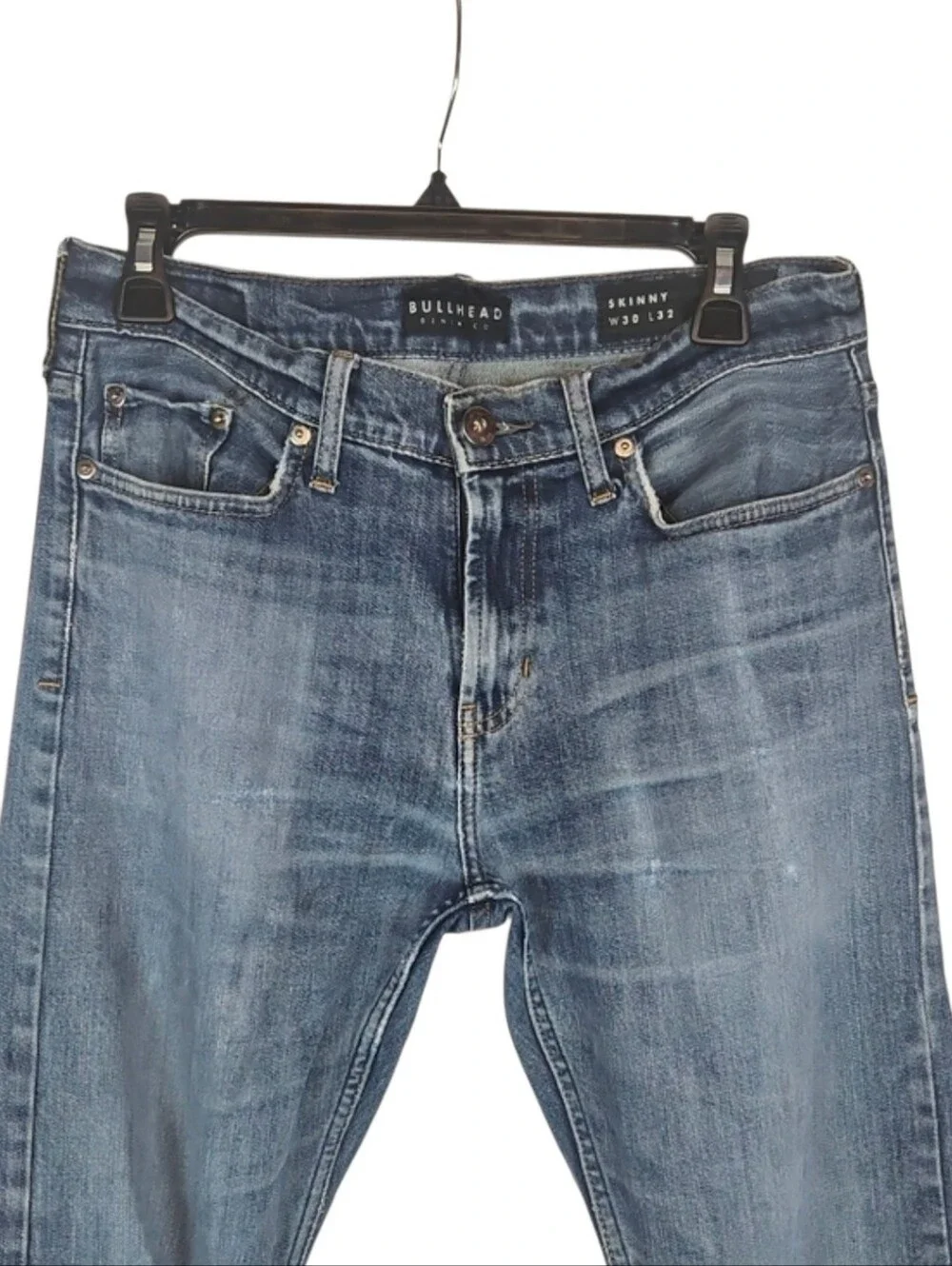 Men's Bullhead Shredded Thrashed Ripped Jeans Relaxed Slim Y2K Grunge W30 L32